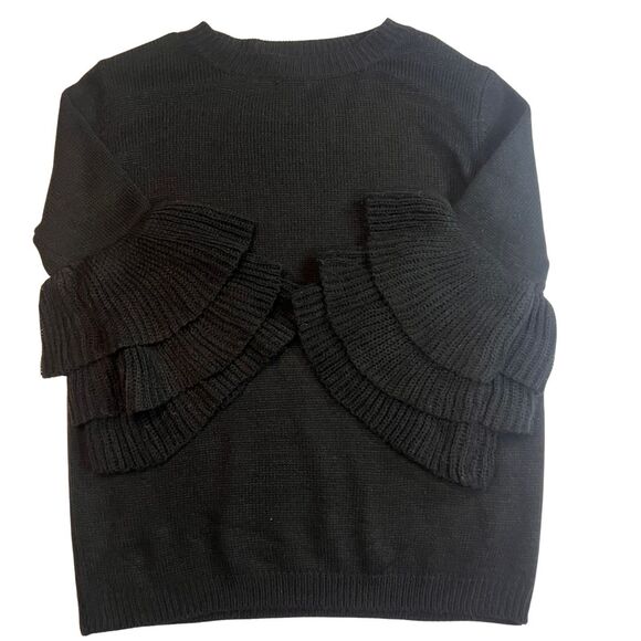 IJOAH Sweater Womens Small Black Boho Knit Hippie Tiered Layered Bell Sleeves - Picture 8 of 13